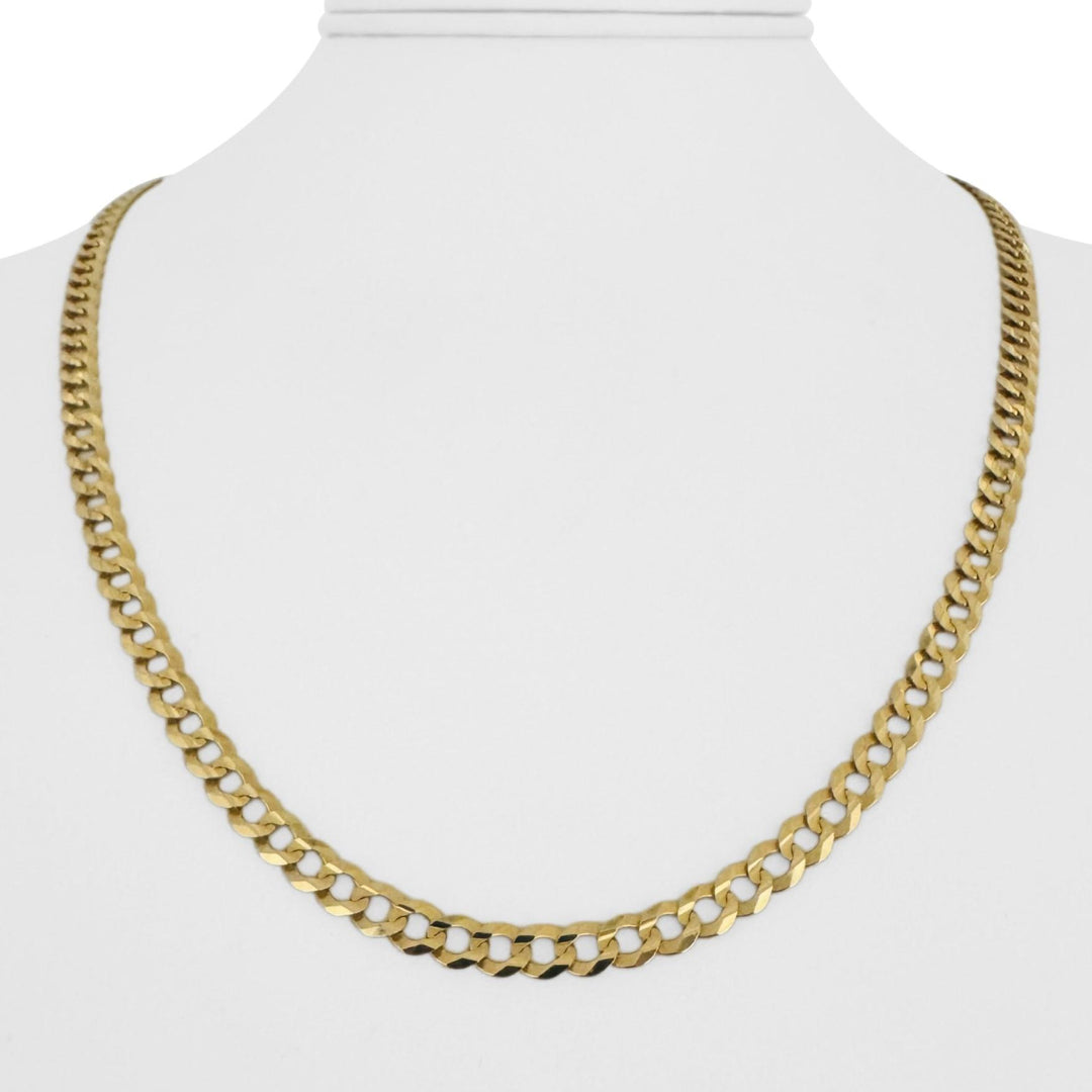 14k Yellow Gold 12.2g Solid Flat 5mm Curb Link Chain Necklace 20"