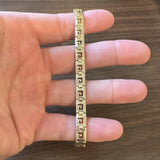 14k Yellow Gold 9.8g Vintage Ladies 7.5mm Greek Key Panel Link Bracelet 7"