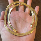 14k Yellow Gold 55g Solid Heavy Thick 7mm Herringbone Link Necklace 24"