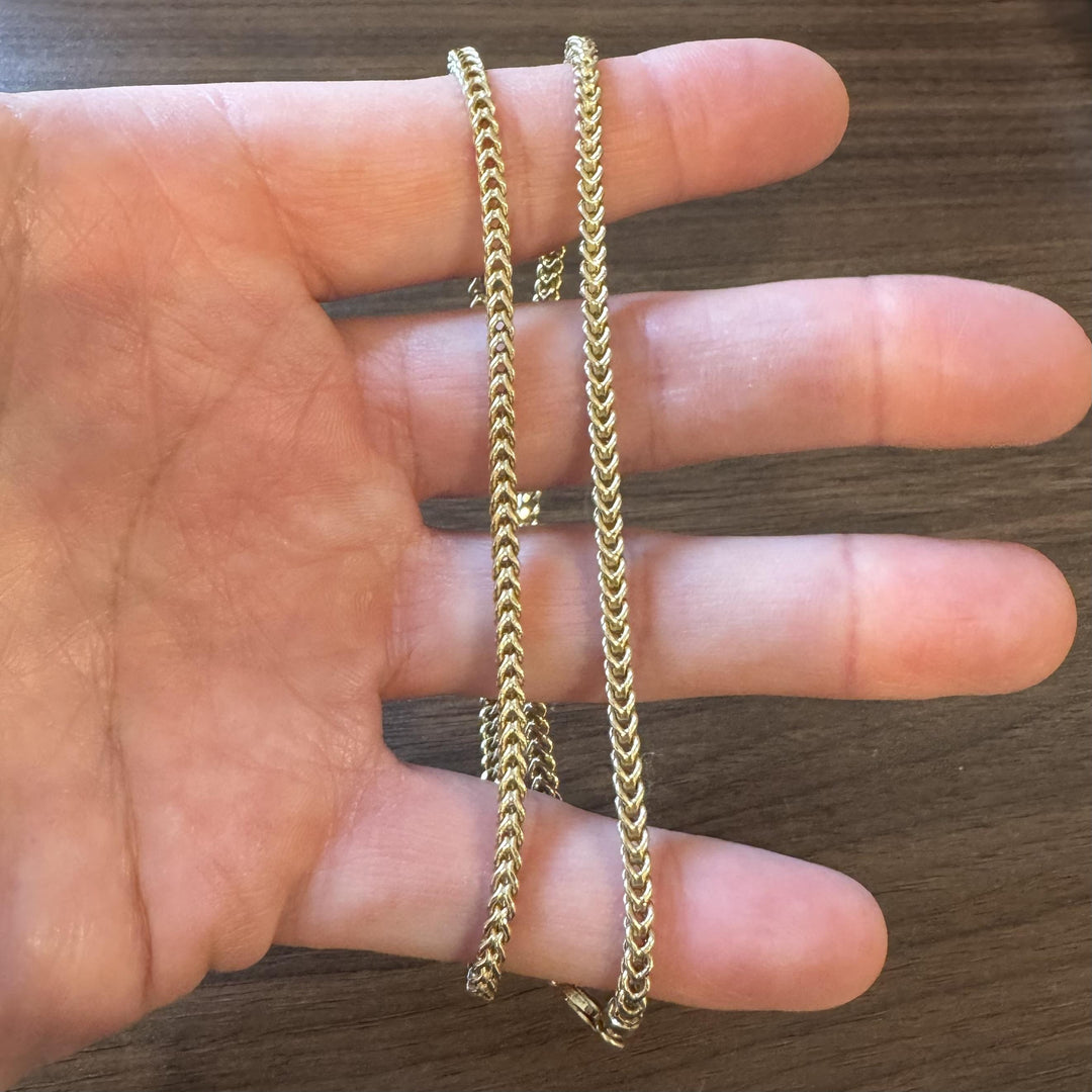 14k Yellow Gold 11.2g Semi Solid 3mm Squared Franco Link Chain Necklace 20"