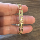 14k Yellow Gold 11.8g Solid Vintage 7mm Greek Key Bangle Bracelet 7.5"