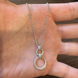 14k White Yellow and Rose Gold 0.50cttw Pave Diamond Circle Pendant Necklace 16"