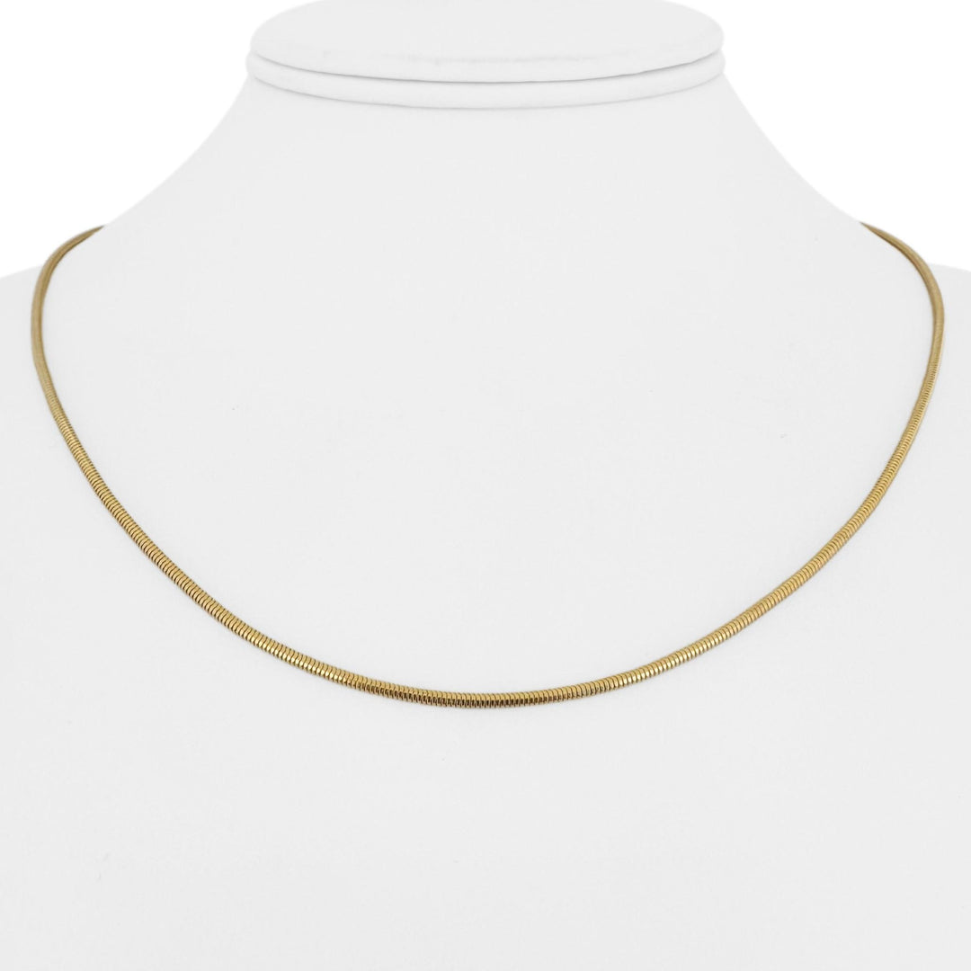 14k Yellow Gold 7.9g Solid Thin 1.5mm Round Snake Link Necklace Italy 18"