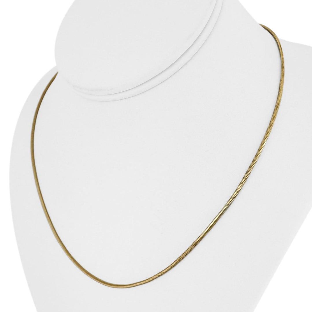 14k Yellow Gold 7.9g Solid Thin 1.5mm Round Snake Link Necklace Italy 18"