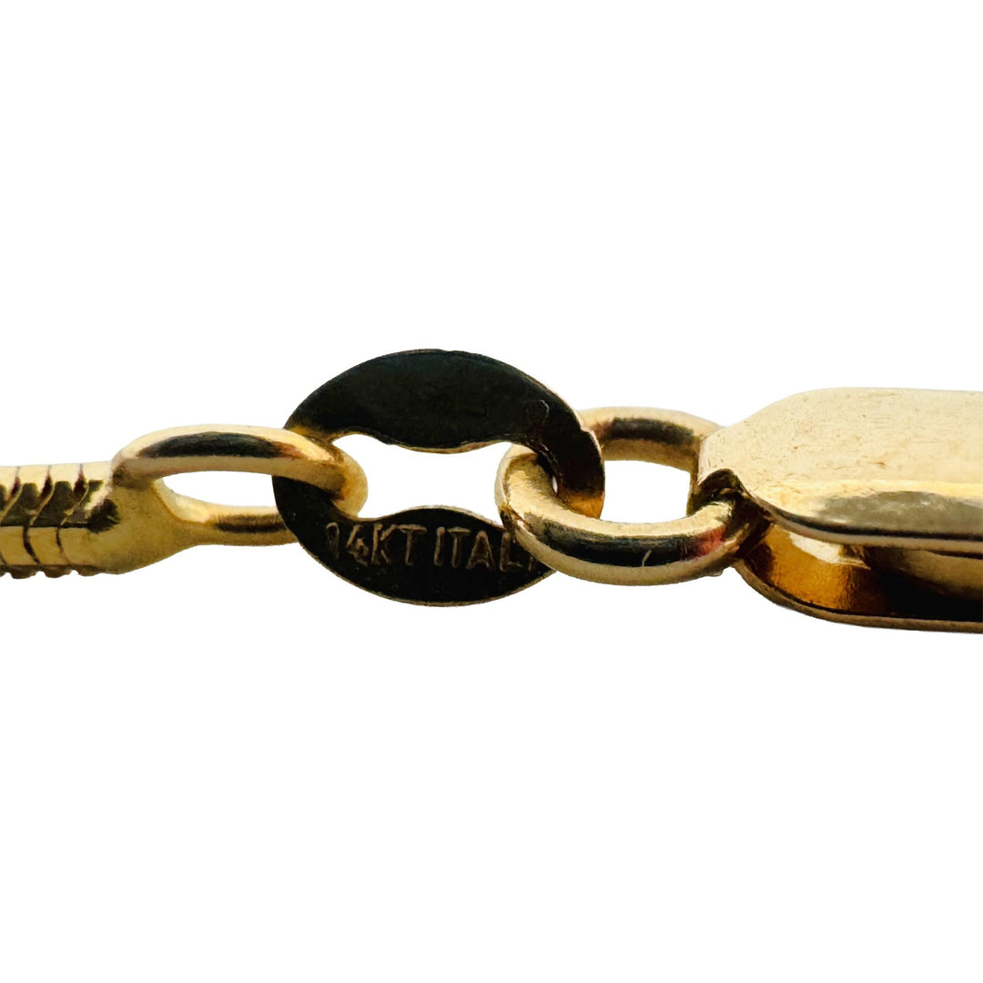 14k Yellow Gold 7.9g Solid Thin 1.5mm Round Snake Link Necklace Italy 18"