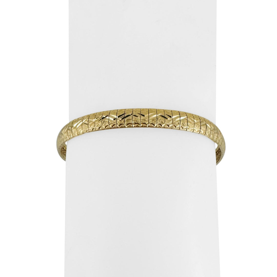 14k Yellow Gold 13.6g Solid Textured Diamond Cut Omega Link Bracelet Italy 7"