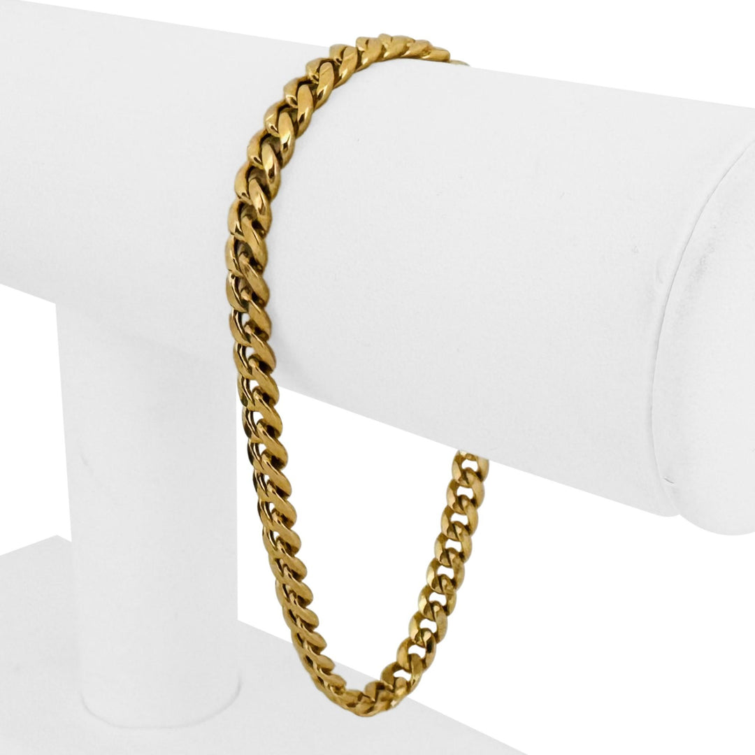 14k Yellow Gold 7.6g Hollow 5mm Cuban Curb Link Bracelet Italy 8"