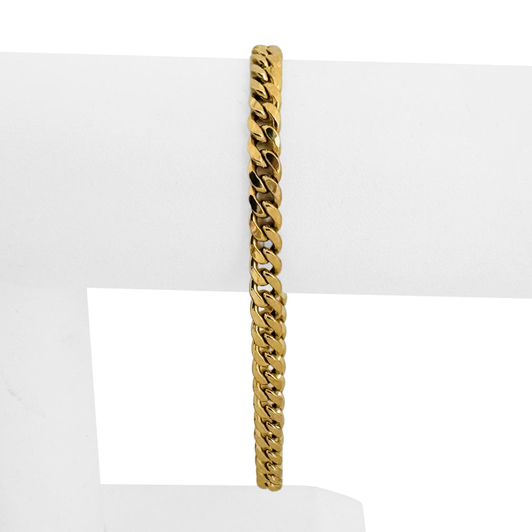 14k Yellow Gold 7.6g Hollow 5mm Cuban Curb Link Bracelet Italy 8"