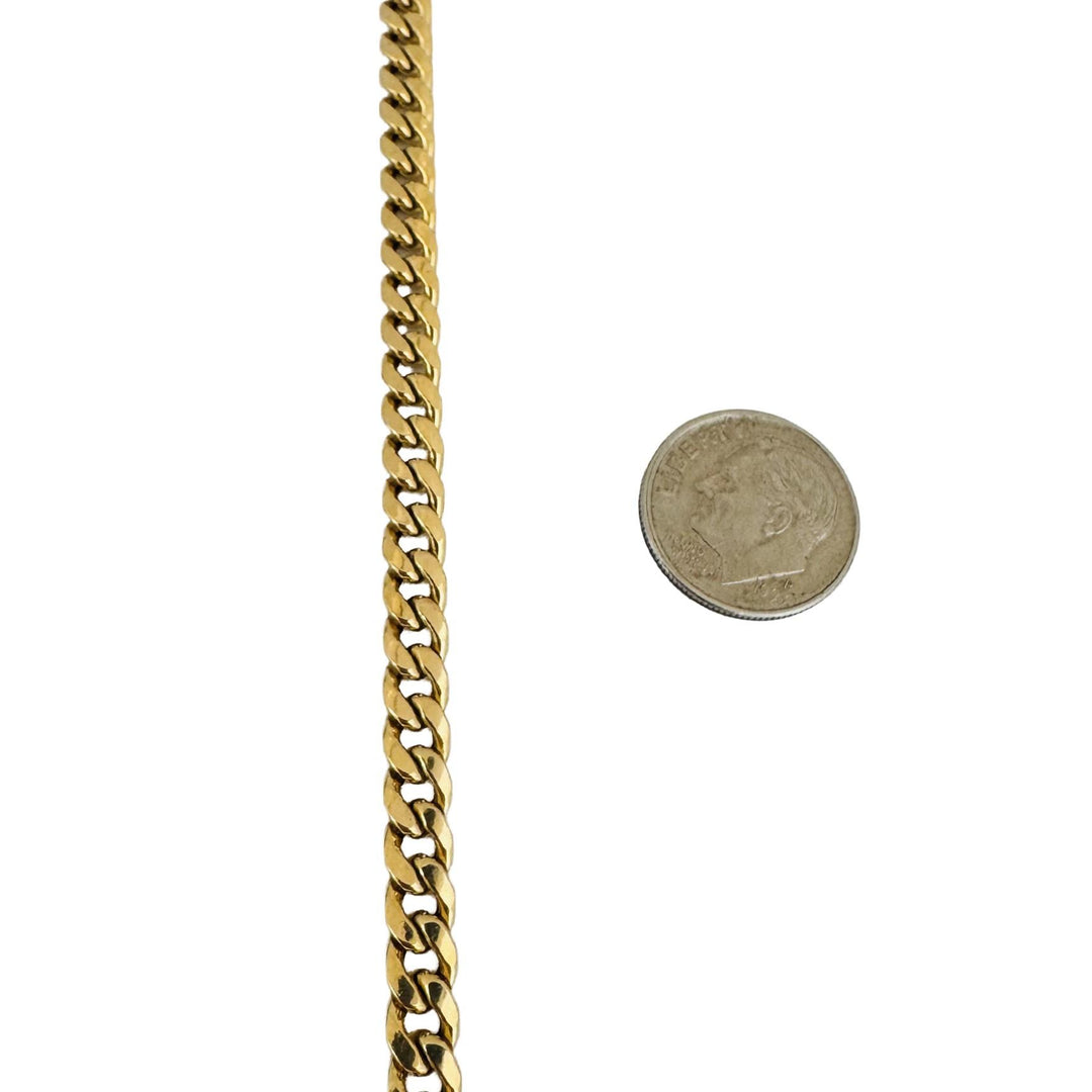 14k Yellow Gold 7.6g Hollow 5mm Cuban Curb Link Bracelet Italy 8"