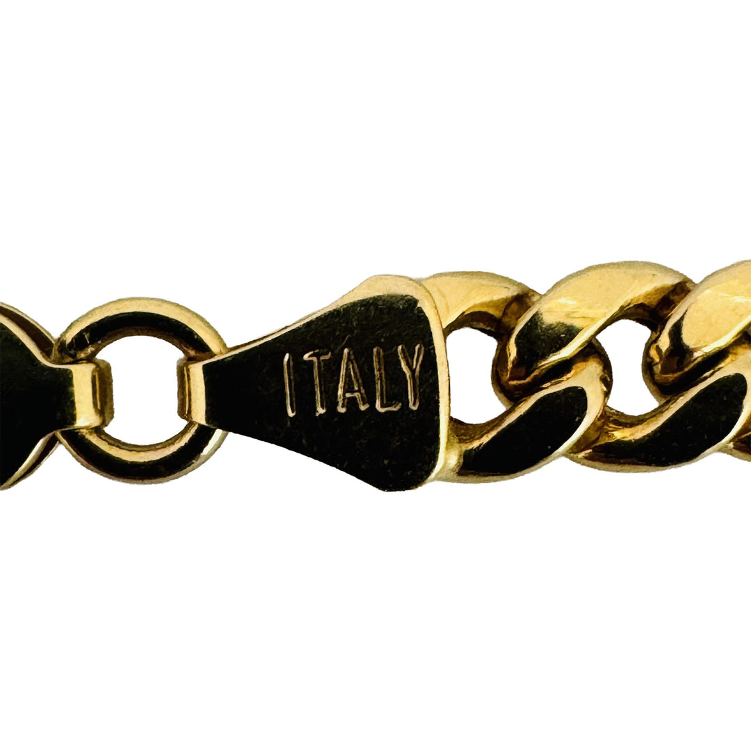 14k Yellow Gold 7.6g Hollow 5mm Cuban Curb Link Bracelet Italy 8"