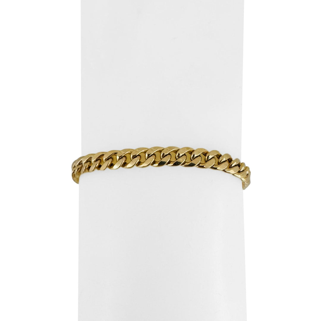14k Yellow Gold 7.6g Hollow 5mm Cuban Curb Link Bracelet Italy 8"