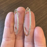 14k Yellow Gold and 1.5cttw Diamond Inside Out Hoop Earrings 1.5"