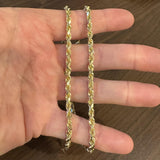 14k Yellow Gold 33g Solid Heavy 4mm Diamond Cut Rope Chain Necklace 20"