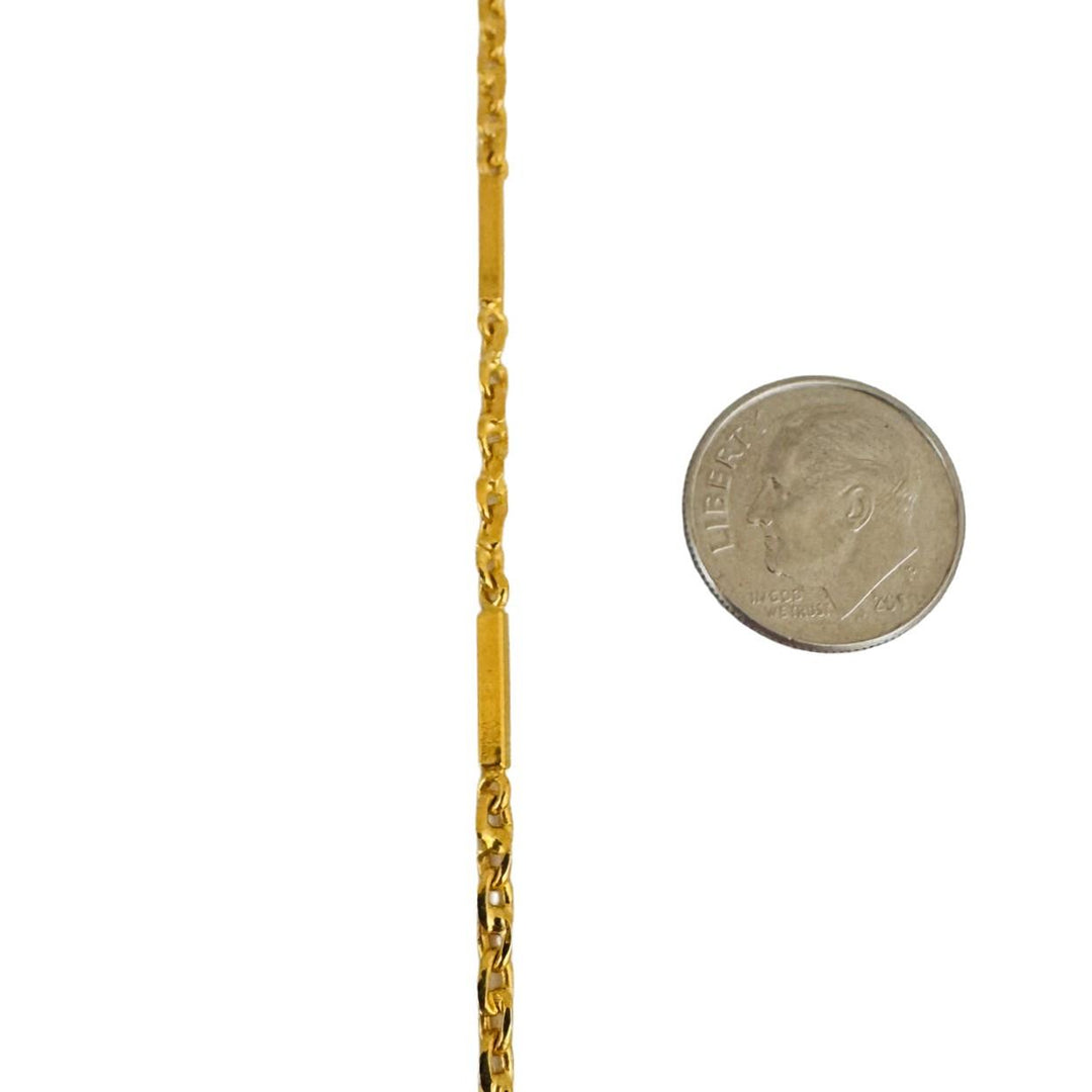 24k Pure Yellow Gold 19.6g Solid Heavy 2.8mm Cable Bar Link Chain Necklace 19"