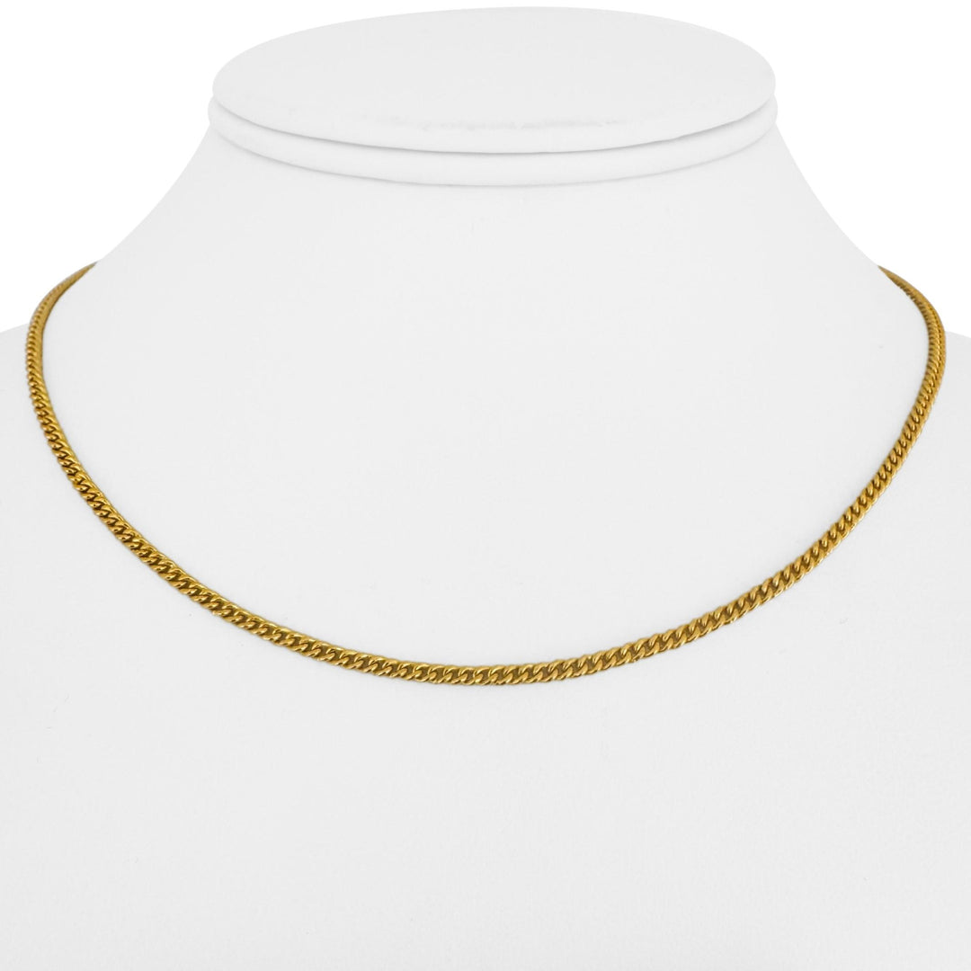 24k Pure Yellow Gold 9.7g Solid Thin 2mm Curb Link Chain Necklace 15.5"