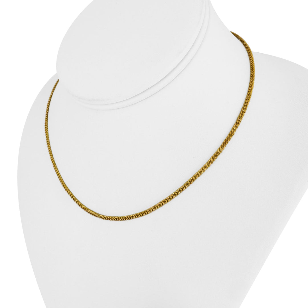 24k Pure Yellow Gold 9.7g Solid Thin 2mm Curb Link Chain Necklace 15.5"