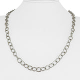 18k White Gold 27g Solid Heavy 6mm Hammered Oval Link Chain Necklace 21"