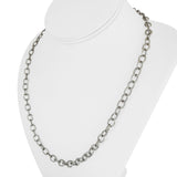 18k White Gold 27g Solid Heavy 6mm Hammered Oval Link Chain Necklace 21"