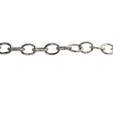 18k White Gold 27g Solid Heavy 6mm Hammered Oval Link Chain Necklace 21"