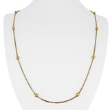 18k Yellow Gold 9.2g Vintage Ladies Box Link Ball Station Necklace Italy 24"