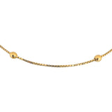 18k Yellow Gold 9.2g Vintage Ladies Box Link Ball Station Necklace Italy 24"