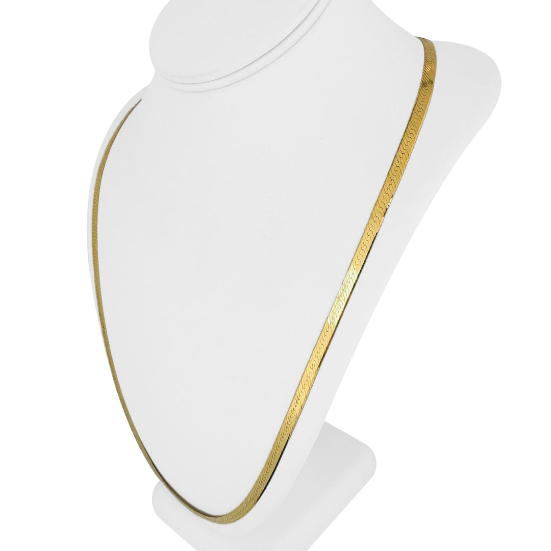 18k Yellow Gold 20.6g Solid Long 5mm Herringbone Link Necklace Italy 30"