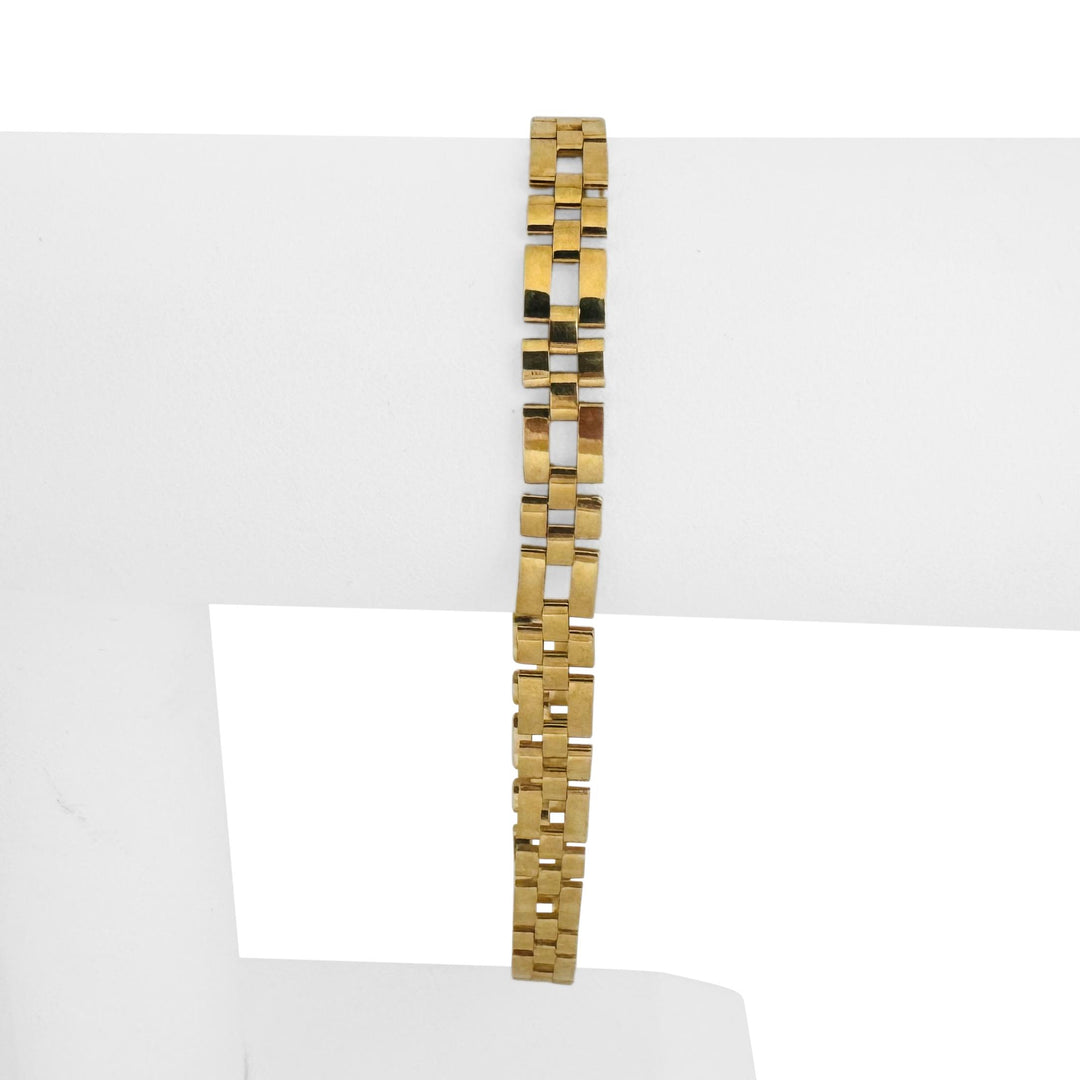 18k Yellow Gold 12.2g Milor Polished 6mm Fancy Link Bracelet Italy 8"