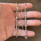 14k Yellow and White Gold 11.8g Two Tone 3.5mm Bar Link Necklace 19.5"