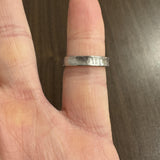 18k White Gold 6g Solid Half Hammed Concave 4mm Band Ring Size 6