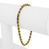 14k Yellow Gold 4.9g Hollow Diamond Cut 4mm Ladies Rope Bracelet Italy 7.5"