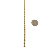 14k Yellow Gold 4.9g Hollow Diamond Cut 4mm Ladies Rope Bracelet Italy 7.5"