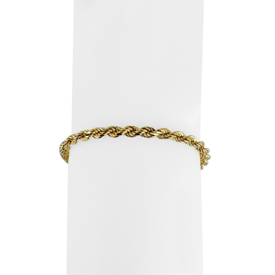 14k Yellow Gold 4.9g Hollow Diamond Cut 4mm Ladies Rope Bracelet Italy 7.5"