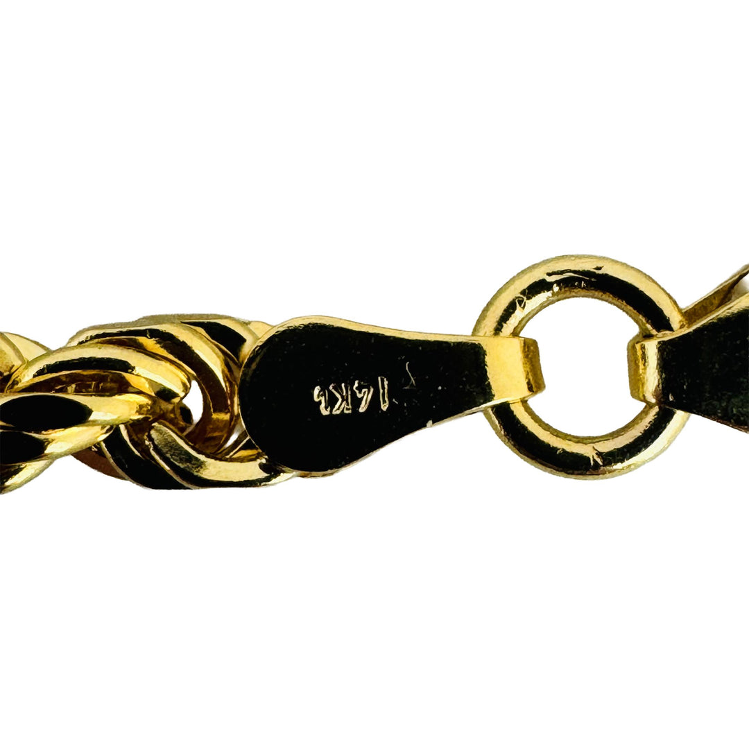 14k Yellow Gold 10.6g Hollow Diamond Cut 4mm Rope Chain Necklace Italy 18"