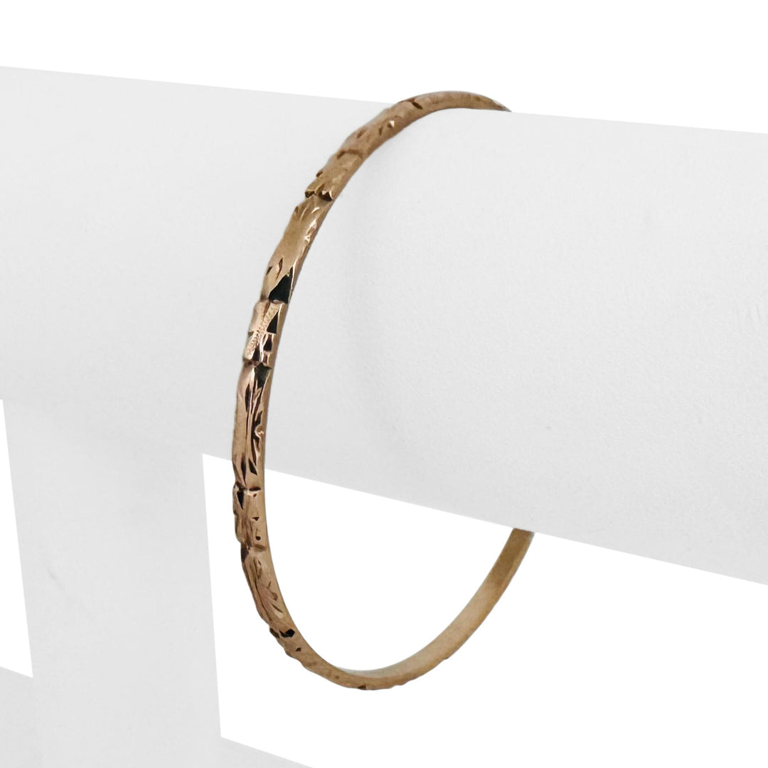 14k Yellow Gold 9.6g Solid Vintage 3mm Bangle Bracelet 7.5"