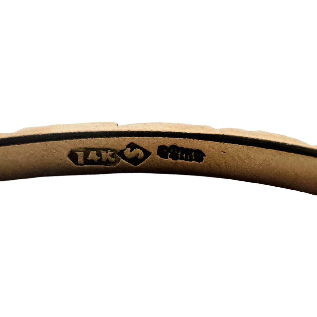 14k Yellow Gold 9.6g Solid Vintage 3mm Bangle Bracelet 7.5"