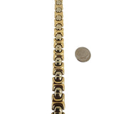 14k Yellow and White Gold 21g Two Tone 12mm Fancy Link Bracelet Italy 7.25"
