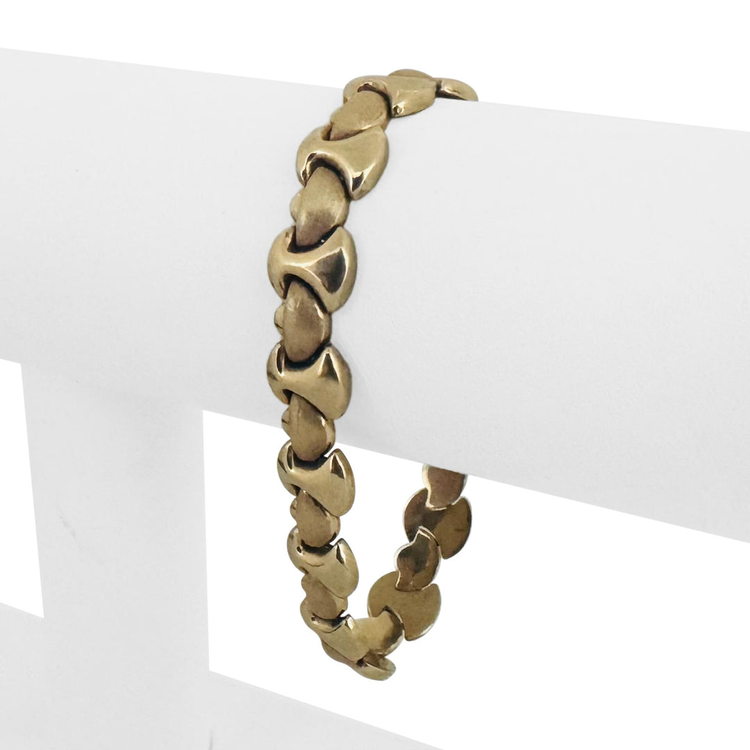 14k Yellow Gold 14g Ladies Polished and Brushed Fancy Link Bracelet 7"