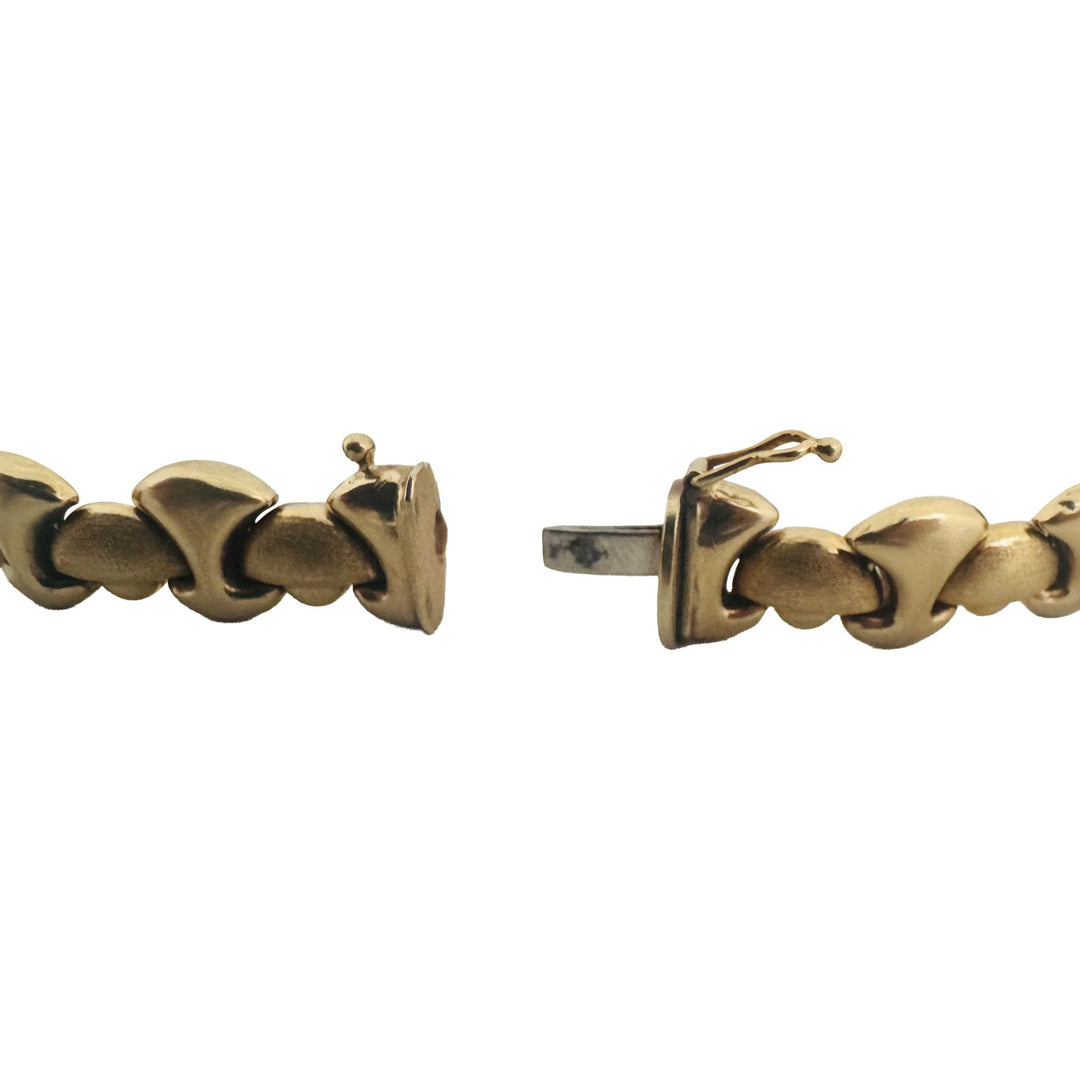 14k Yellow Gold 14g Ladies Polished and Brushed Fancy Link Bracelet 7"