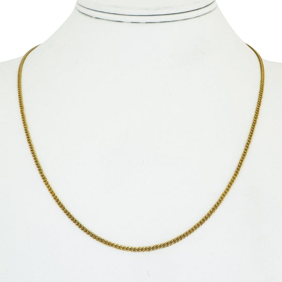 23k Yellow Gold 9g Solid Thin 2mm Curb Link Chain Necklace 19.5