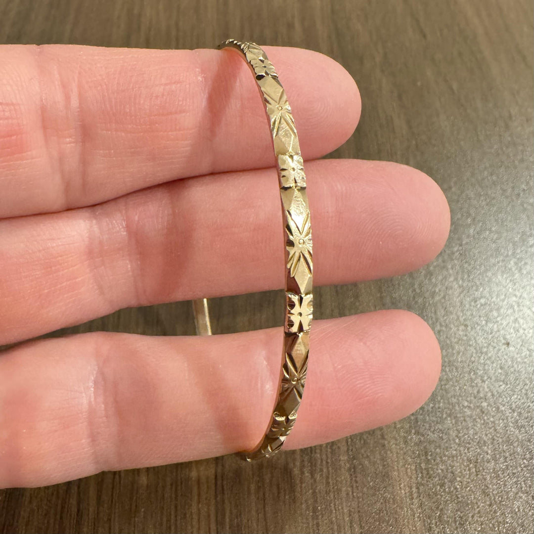 14k Yellow Gold 9.8g Solid Vintage 3mm Bangle Bracelet 7.5"