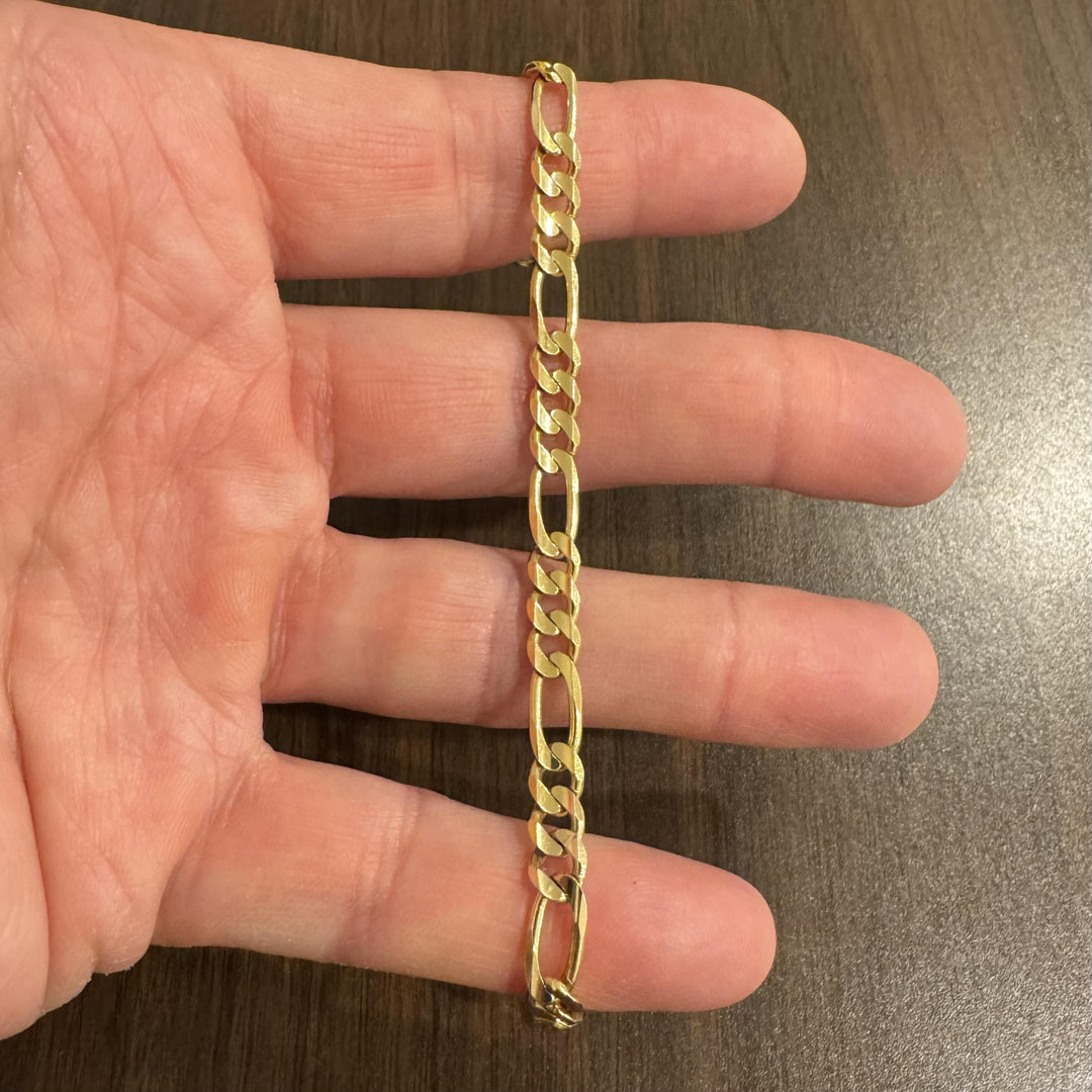 14k Yellow Gold 10g Solid Ladies 6mm Figaro Link Bracelet Italy 7"