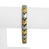 14k Yellow and White Gold 16.4g Two Tone 9mm Fancy Link Bracelet Italy 7.25"