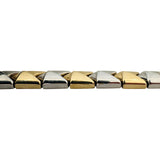 14k Yellow and White Gold 16.4g Two Tone 9mm Fancy Link Bracelet Italy 7.25"