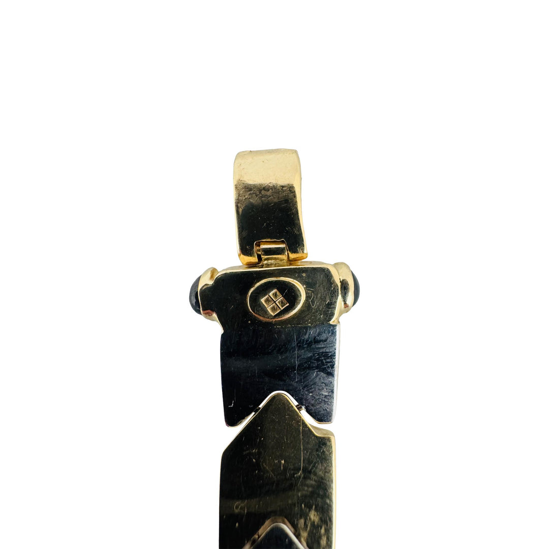 14k Yellow and White Gold 16.4g Two Tone 9mm Fancy Link Bracelet Italy 7.25"