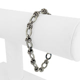 14k White Gold 4.7g Hollow Milor 7mm Fancy Cable Link Bracelet Italy 7.25"