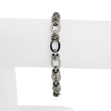 14k White Gold 4.7g Hollow Milor 7mm Fancy Cable Link Bracelet Italy 7.25"