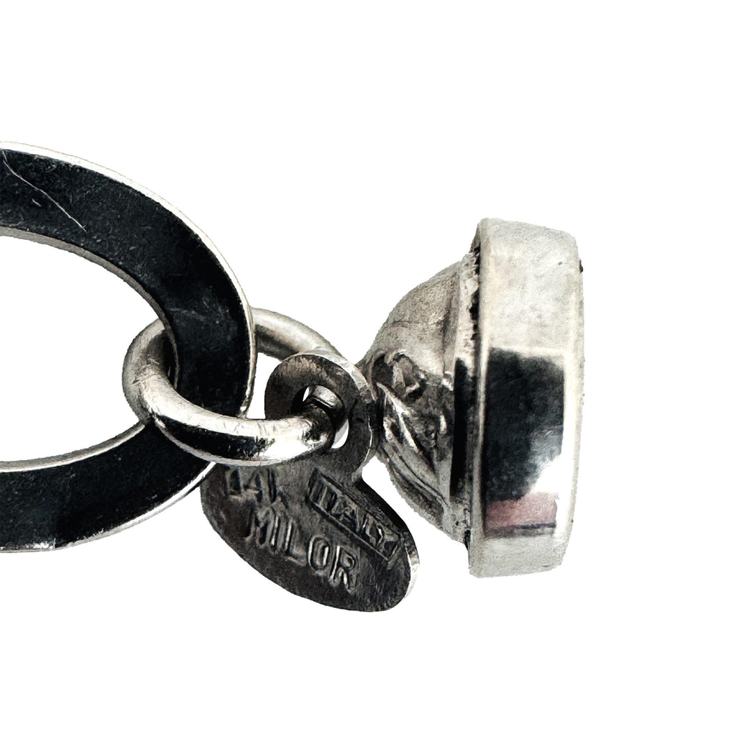 14k White Gold 4.7g Hollow Milor 7mm Fancy Cable Link Bracelet Italy 7.25"