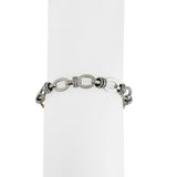 14k White Gold 4.7g Hollow Milor 7mm Fancy Cable Link Bracelet Italy 7.25"