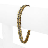 14k Yellow Gold and 1cttw Diamond 13.7g Vintage Chevron Link Bracelet 7.25"