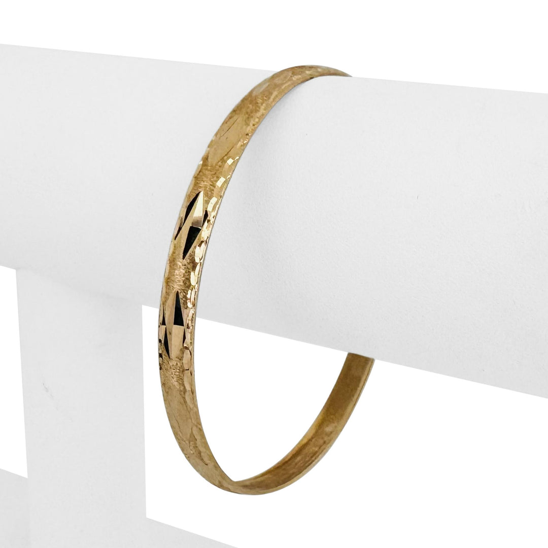 18k Yellow Gold 11.8g Solid Vintage 6mm Diamond Cut Bangle Bracelet 8.5"